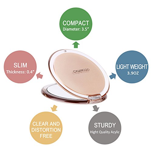 Catmicoo 7X Magnifying Mirror & 1X Mirror,3.5" Wide,Round Compact Travel Mirrors (Burgundy)