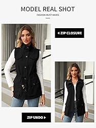 Koodred Women's Casual Military Utility Vest