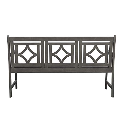Vifah V1828 Haseley Outdoor Patio Diamond 5-Foot Hand-Scraped Hardwood Bench, Vista Grey - Thumbnail 4