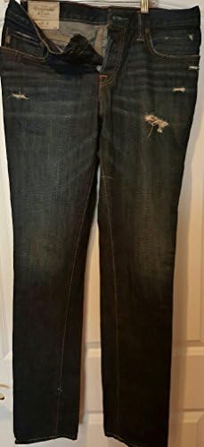 A & F Button Fly Skinny Jeans Dark Denim Worn Look Size 32 x 34