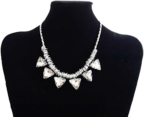SPICY'S Fashion 16" Long Necklace Statement Retro Boho Style (Grey Crystal 2)