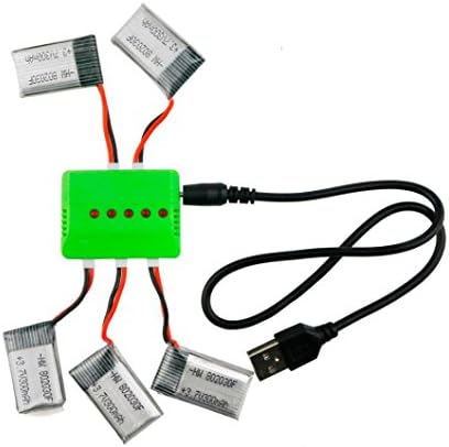 OVERMAL 5PCS 3.7V 300mAh Li-Polymer Battery +A Five Charger For FQ777 FQ17 RC Quadcopter