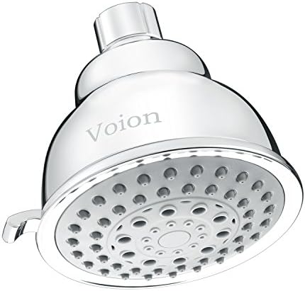 Wall Mounted Filtered Shower Head - Voion 4 Inches 5 Settings Ultimate Massage Showerhead with Adjustable Angle Anti Clog Anti Leak Design, Chrome Finish