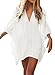 HIMONE Women's Floral Lace Beach Bikini Cover-up White OS