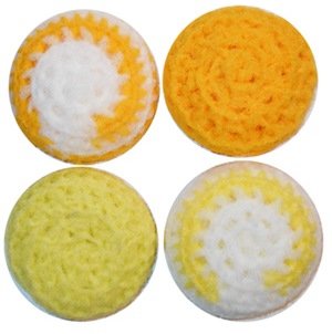 4 Handmade SCRUBBIES, Dish Pot Pan SCRUBBERS, Nylon Netting. Set of 4 in Sunshine Colors. Great Gifts.