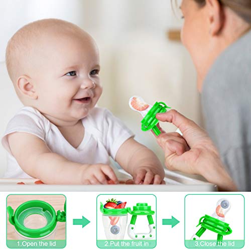 Baby Fresh Food Feeder 3Pcs Fruit Silicone Nipple Teething Toy Reusable Aching Gums Pacifier Green