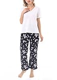 Yulee Women's Two-piece Short Sleeve Sleep Tee and Pj Pants Pajama Set S-XXL