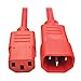 Tripp Lite Standard Computer Power Extension Cord, 10A, 18 AWG (IEC-320-C14 to IEC-320-C13), Red, 6 ft. (P004-006-ARD)