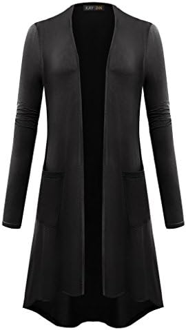 KAY SINN Womens Open Front Casual Cardigan With Pockets