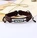 WWJD What Would Jesus Do Adjustable Leather Bracelet for Kids, Men and Women (Black)