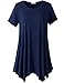 LARACE Short Sleeve Shirts for Womens Plus Size Tops Casual Summer Clothes Asymmetrical Tunic Blouses(Navy Blue 3X)