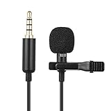 Lavalier Microphone Clip On Mic - Omnidirectional Lapel Microphone for Camera, Laptop, Smartphone, iPhone - Perfect for Recording Youtube, Interview, Video Conference, Podcast, Voice Dictation