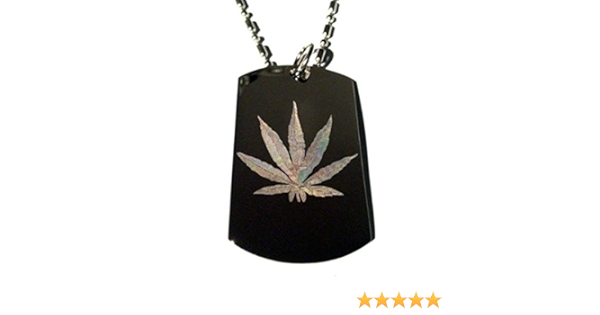 pot leaf dog tag
