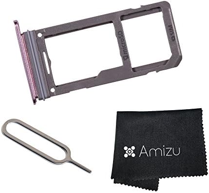 Amizu SIM Card Holder Tray Slot Replacement Part w/Eject Pin Tool for Samsung Galaxy S8 / S8 Plus + Amizu Cloth (Rose Pink)
