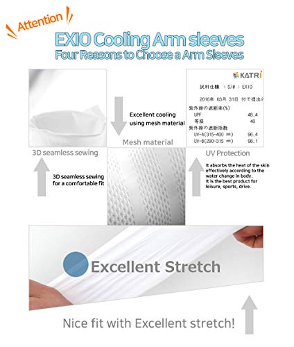 EXIO Arm Cover Compression Seamless Sleeves & Neck Scarf Mask for 4 seasons Outdoor Activities, Baseball, Football, Driving, Golf (EX-A33 White) - Thumbnail 6