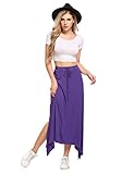 Zeagoo Women's High Waist A Line Lightweight Floor Length Beach Maxi Skirt With Waistband