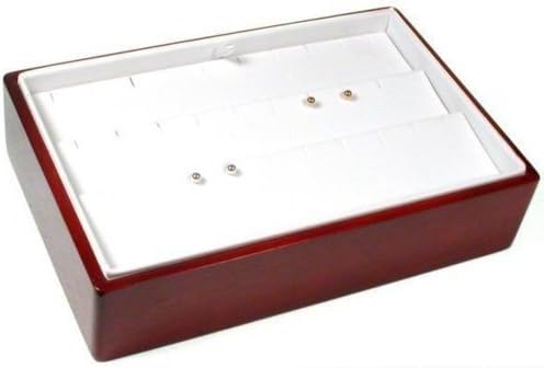 Emerald Earring Jewelry Display Tray 15 Pairs Rosewood by FindingKing