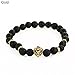 Wintefei 1Pc Men Fashion Lava Stone Cool Lion Head Adjustable Beaded Cuff Charm Bracelet