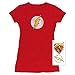 Popfunk Flash Logo Juniors T Shirt & Exclusive Stickers (Red,Medium)