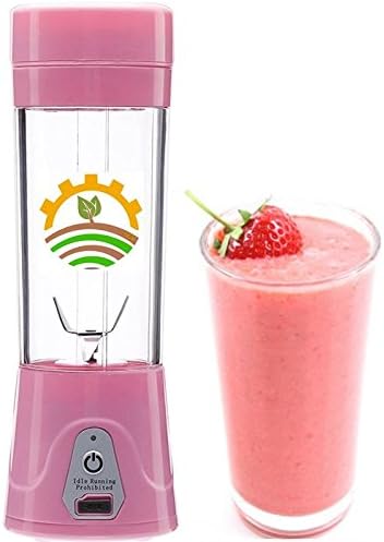 USB Rechargeable Personal Blender, Smoothie Maker, Fruit and Vegetable Mixer, Custom Baby Food Blender, Protein Shake, and Water Bottle With a 380ml Capacity. -- 3GA (Pink)