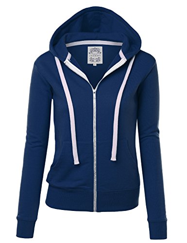 Come Together California CTC WSK954 Womens Active Fleece Zip Up Hoodie Sweater Jacket M Navy