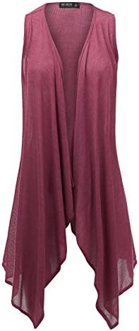 Come Together California Womens Lightweight Sleeveless Open Cardigan Vest - Made in USA XL Wine