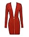 UONBOX Women's Long Sleeves Deep V Plunge Neck Short Mini Fall Bandage Dress Club Dress