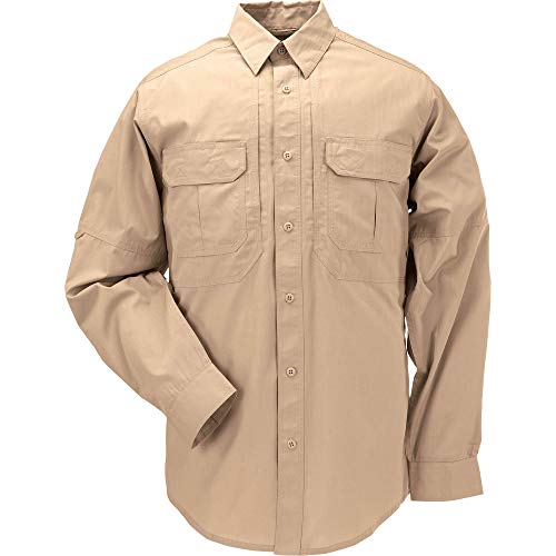 5.11 Tactical Men's Taclite Pro Long Sleeve Work Shirt, Poly-Cotton Fabric, Teflon Finish, Coyote, M, Style 72175