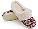 HomeTop Women's Faux Cashmere Knitted Fleece Lined Slip-On Memory Foam Clog Slippers Indoor/Outdoor