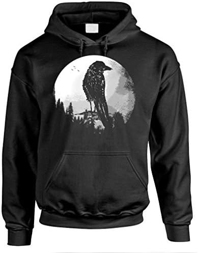Crow Silhouette - Raven Night Goth Dark - Mens Pullover Hoodie