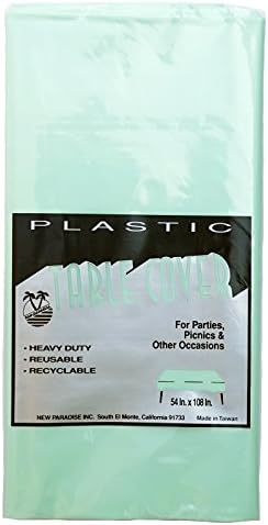 Premium Reusable Plastic Rectangular Table Cover, 54"x108" - Seafoam Mint (8 Count)