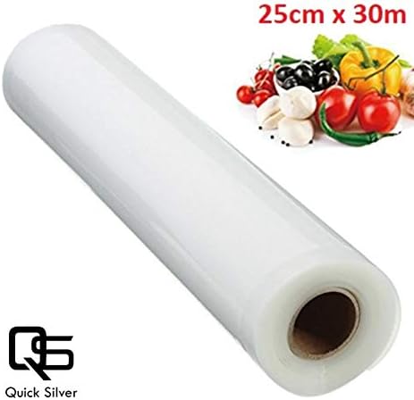 QUICK SILVER Plastic Stretch Film for Kitchen Packing and Food Wrapping, 25 cm x30 m (Clear)
