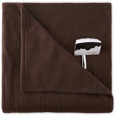 Pure Warmth Fleece Electric Heated Blanket Full Chocolate