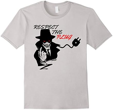 Mens Respect the plug t-shirt Medium Silver