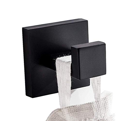 Stainless Steel Towel Hook Black for Bathroom Robe Hook Squared Single Hook Wall Mounted Coat Hook Matte Black