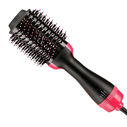 Anmire One Step Hair Dryer Brush, Hot Air Blower Brush Styler, Upgrade Feature Interchangeable Anti-scald Negative Ion Hair Straightener Curler Brush with Smooth Frizz for All Hairstyle, H0001