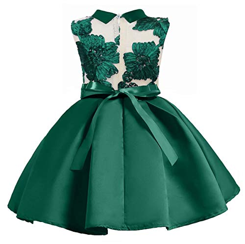 AYOMIS Flower Girl Pageant Dress Kids Party Embroidery Wedding Dresses 2-9 Years(Green,8-9Y) - Thumbnail 2
