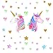 Unicorn Wall Decals,Unicorn Wall Sticker Decor with Heart Flower Birthday Christmas Gifts for Boys Girls Kids Bedroom Decor Nursery Room Home Decor 2 Pcs