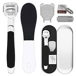 Foot-Scraper-Kit-Double-Sided-Foot-File-Hard-Skin-Callus-Remover-Feet-Care-Stainless-Steel-Pedicure-Tool-with-Case-Foot-File-Heads-10-Replacement-Blade-for-Dry-Callus-Dead-Cracked-Skin Foot Scraper Kit + Double-Sided Foot File, Hard Skin Callus Remover Feet Care, Stainless Steel Pedicure Tool with Case…