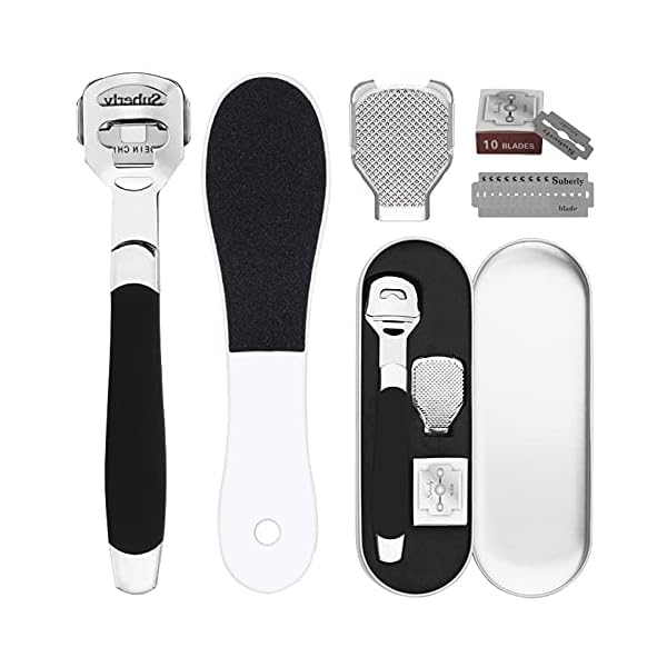 Foot-Scraper-Kit-Double-Sided-Foot-File-Hard-Skin-Callus-Remover-Feet-Care-Stainless-Steel-Pedicure-Tool-with-Case-Foot-File-Heads-10-Replacement-Blade-for-Dry-Callus-Dead-Cracked-Skin Foot Scraper Kit + Double-Sided Foot File, Hard Skin Callus Remover Feet Care, Stainless Steel Pedicure Tool with Case…