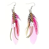 KISSPAT Feather Earrings Cute Feather Earrings Handmade Earrings Natural Feather Colorful Earrings