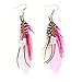 KISSPAT Feather Earrings Cute Feather Earrings Handmade Earrings Natural Feather Colorful Earrings