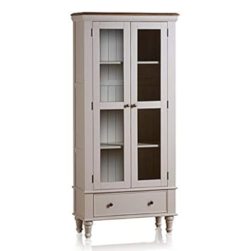 Shay Rustic Oak And Painted Display Cabinet Amazon Co Uk Kitchen
