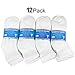 Falari 6 or 12-Pack Diabetic Socks Quarter Ankle Unisex Physicians Approved Socks (10-13 Men Size, 12-Pack White)