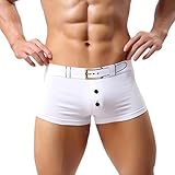 HP95(TM) Mens Bikini Underwear, Sexy Breathable Bulge Pouch Boxer Briefs Shorts (M, White)