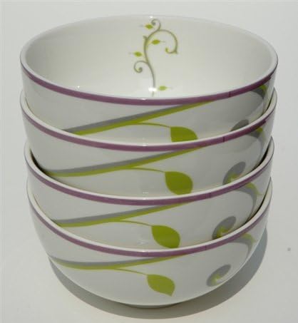 Precise Portions PPB4-GEN2 Stylish Portion Control Bowls with Discreet 1/2 Cup Guiding Lines, Porcelain - Set of 4.