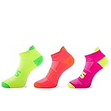 Blister Resist Light Running Socks low cut (L, 3-Pack Yellow/Orange/Pink)