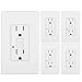 [5 Pack] BESTTEN GFCI Receptacle Tamper-Resistant Outlets (15Amp 125Volt), LED Indicator, Decor Wall Plates and Screws Included, ETL Certified, White