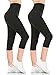 Gnpolo Womens Black High Waisted Plus Size Capri Leggings 2 Pack Tummy Control Soft Slim Yoga Pants