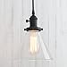 PERMO Pendant Lights Farmhouse Pendant Light with Funnel Flared Glass Clear Glass Shade Industrial Vintage Hanging Pendant Light Fixture Black